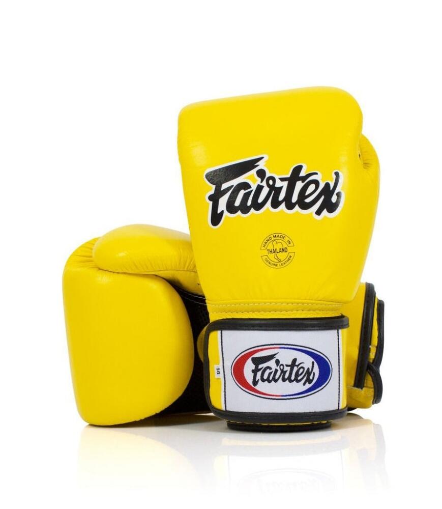 Fairtex Rękawice Bokserskie ze skóry naturalnej BGV1 Żółte