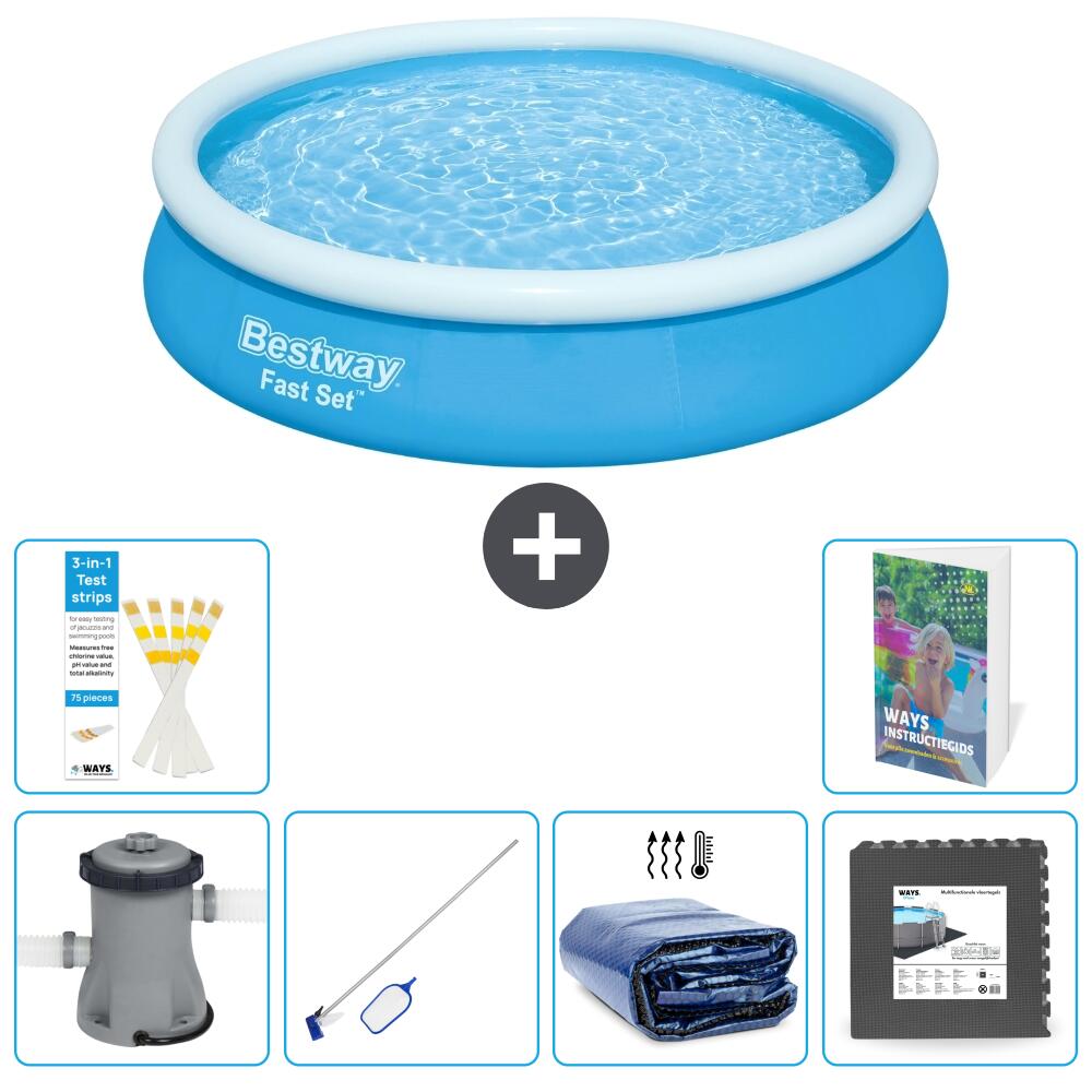BESTWAY Basen Fast Set Okrągły - 366x76 cm - 7-częściowy S217