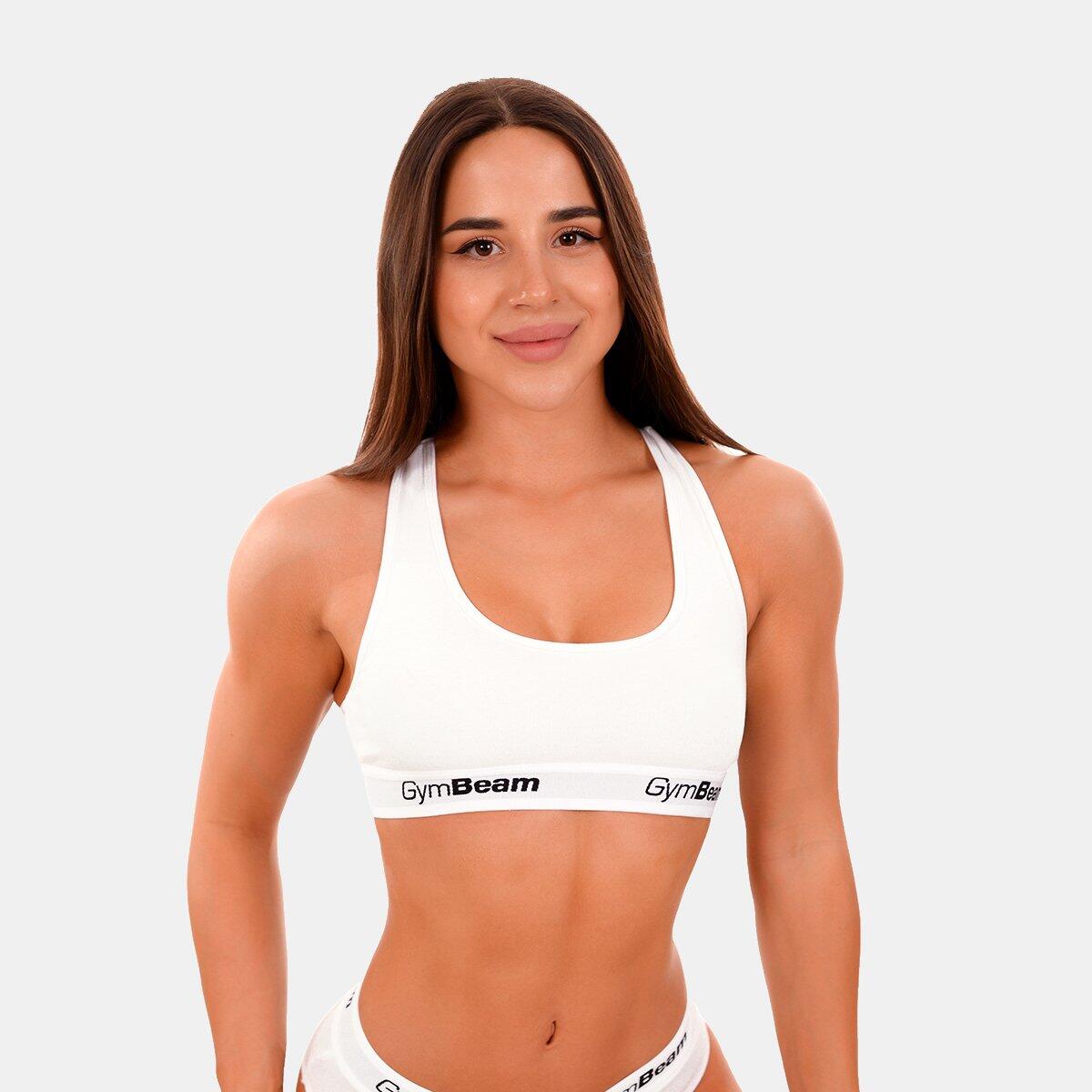 Biustonosz damski fitness z szerokimi ramiączkami biały Braletka