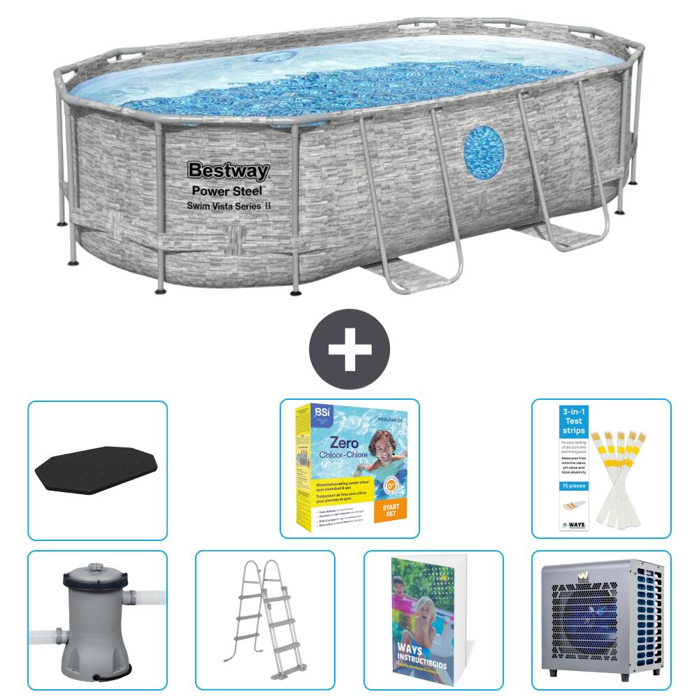 BESTWAY Basen Power Steel Owalny - 427x250x100 cm - 8-częściowy S606
