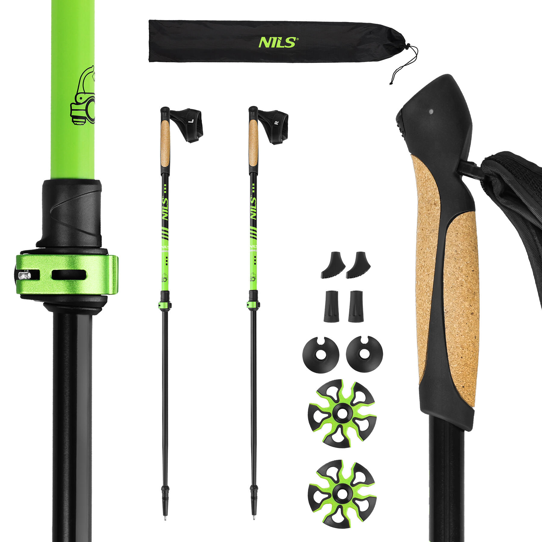 Kije do nordic walking NILS NW8611 aluminiowe regulowane 93-125 cm