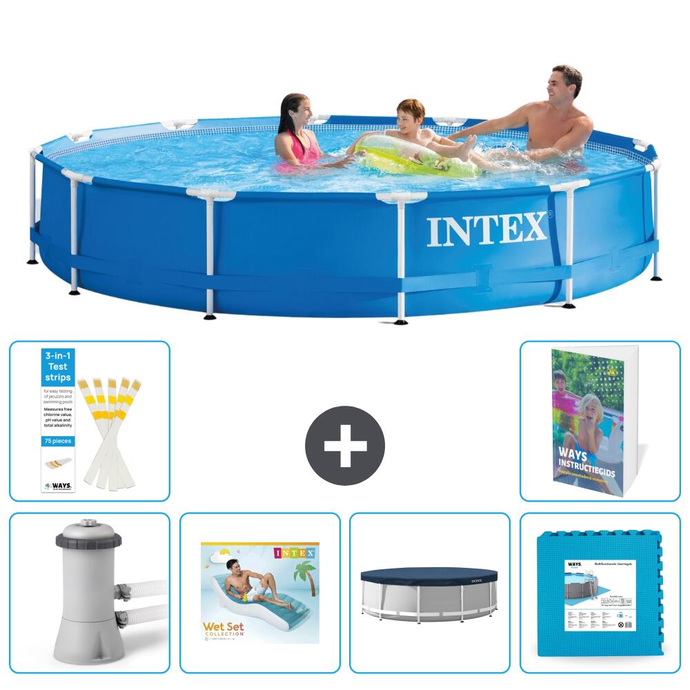 INTEX Basen ze stelażem Okrągły - 366x76 cm - 7-częściowy S311