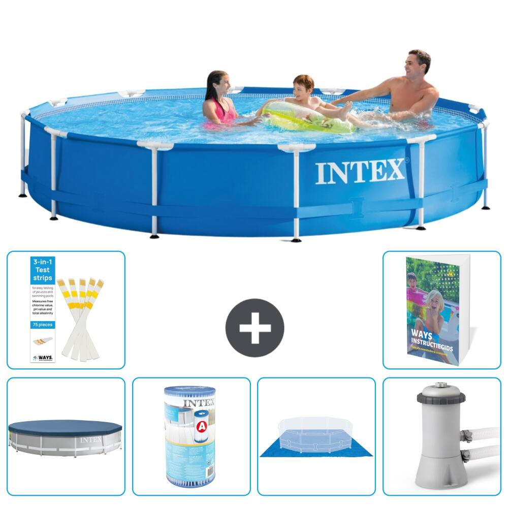 INTEX Basen ze stelażem Okrągły - 366x76 cm - 7-częściowy S167