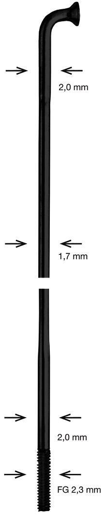 Alpina szprycha stal nierdzewna podwójnie zwężana 2x1,7x2mm 252mm 100 szt