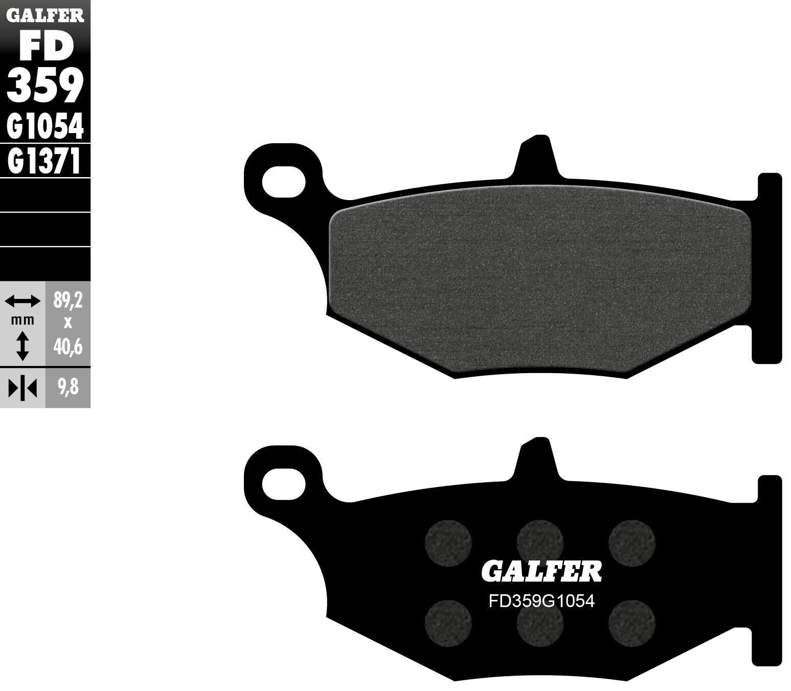 GALFER FD359 (G1054) klocki hamulcowe organiczne ECE R90 89,2×40,6 mm