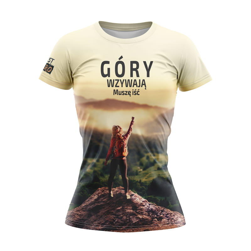 Koszulka do biegania damska GÓRY WZYWAJĄ krótki rękaw