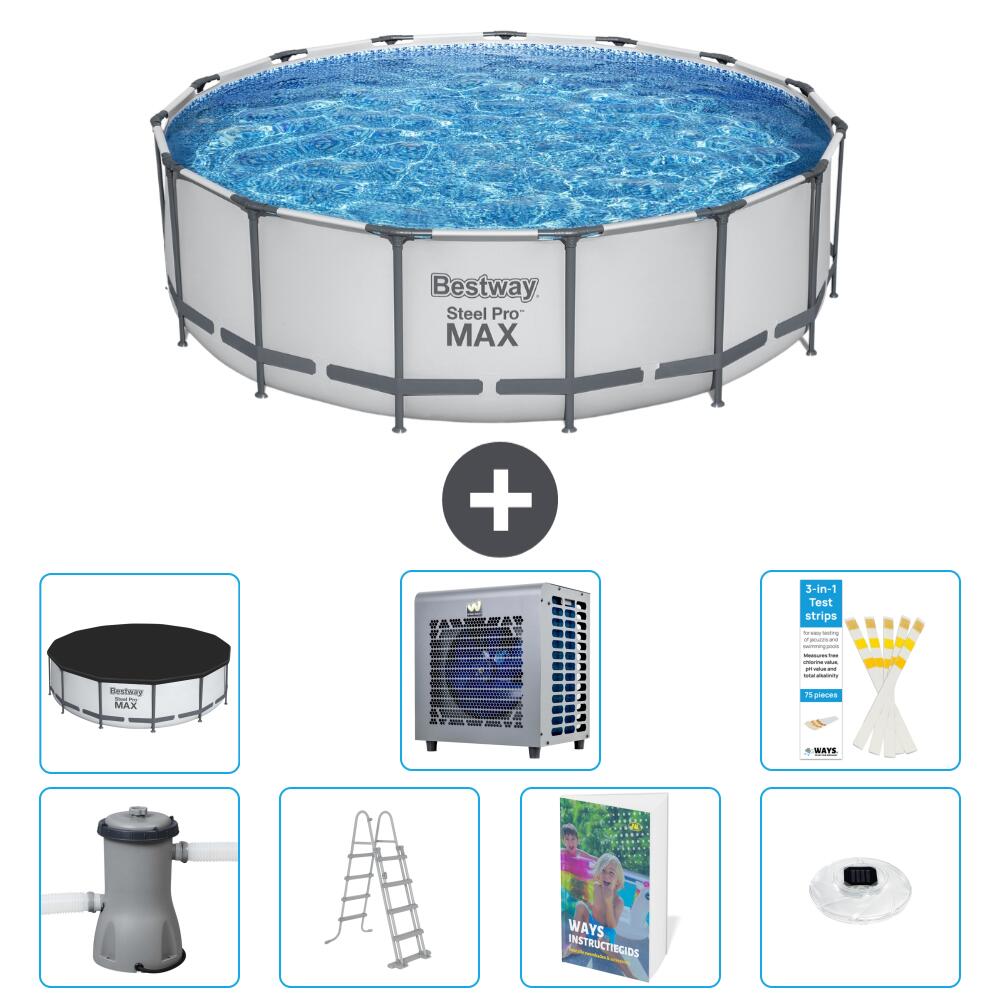 BESTWAY Basen Steel Pro MAX Okrągły - 488x122 cm - 8-częściowy S523