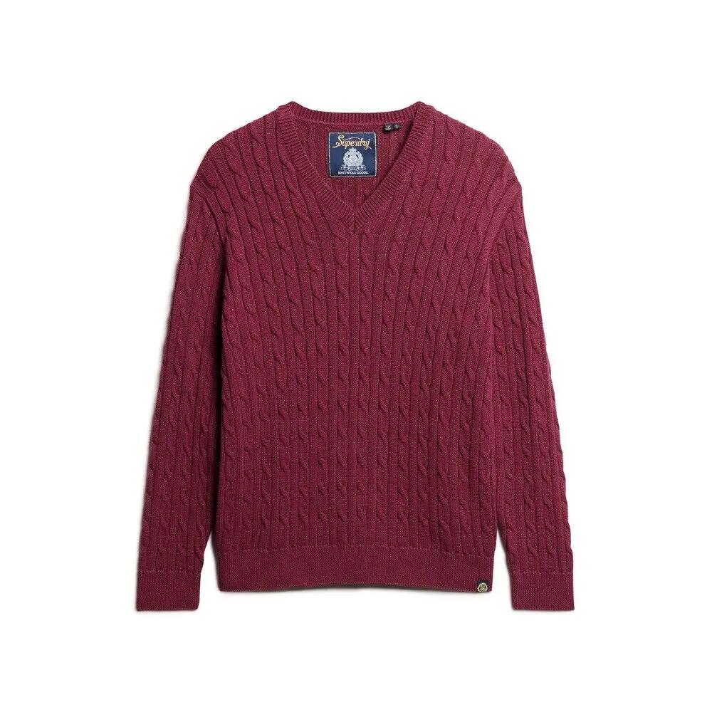 Oversize sweter w splotami z dekoltem w serek dla kobiet Superdry