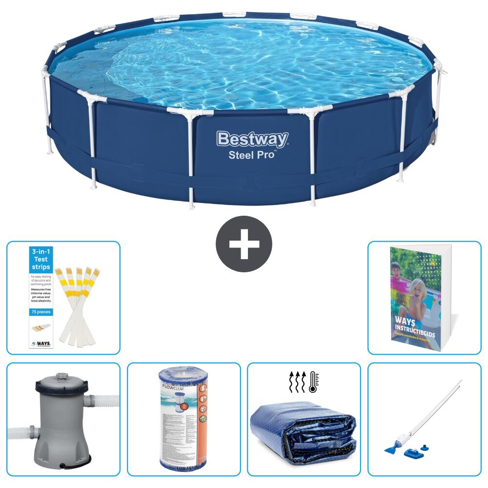 BESTWAY Basen Steel Pro Okrągły - 396x84 cm - 7-częściowy S201