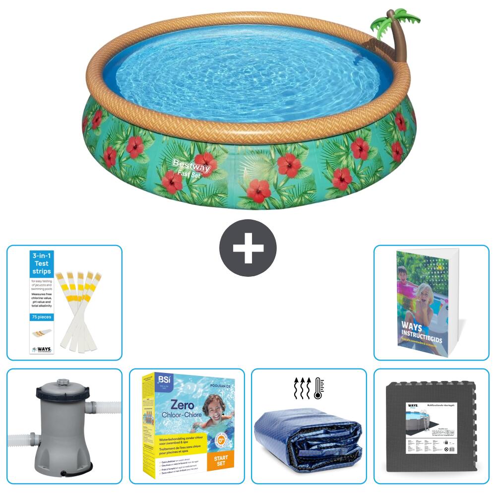 BESTWAY Basen Fast Set Okrągły - 457x84 cm - 7-częściowy S285