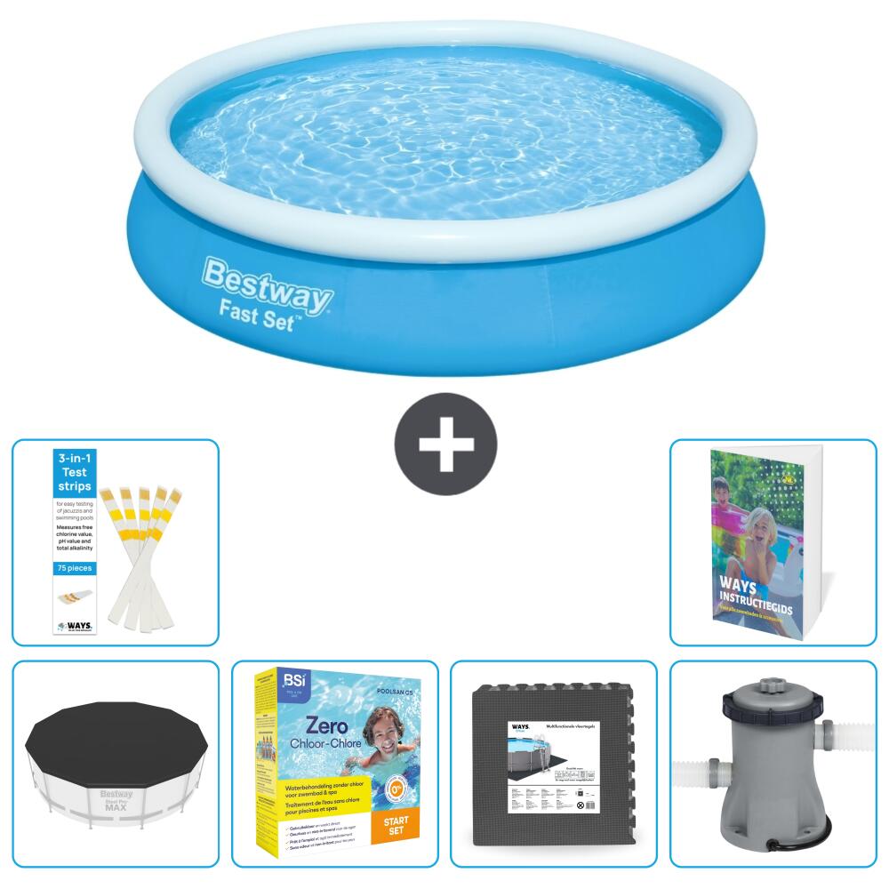 BESTWAY Basen Fast Set Okrągły - 366x76 cm - 7-częściowy S85