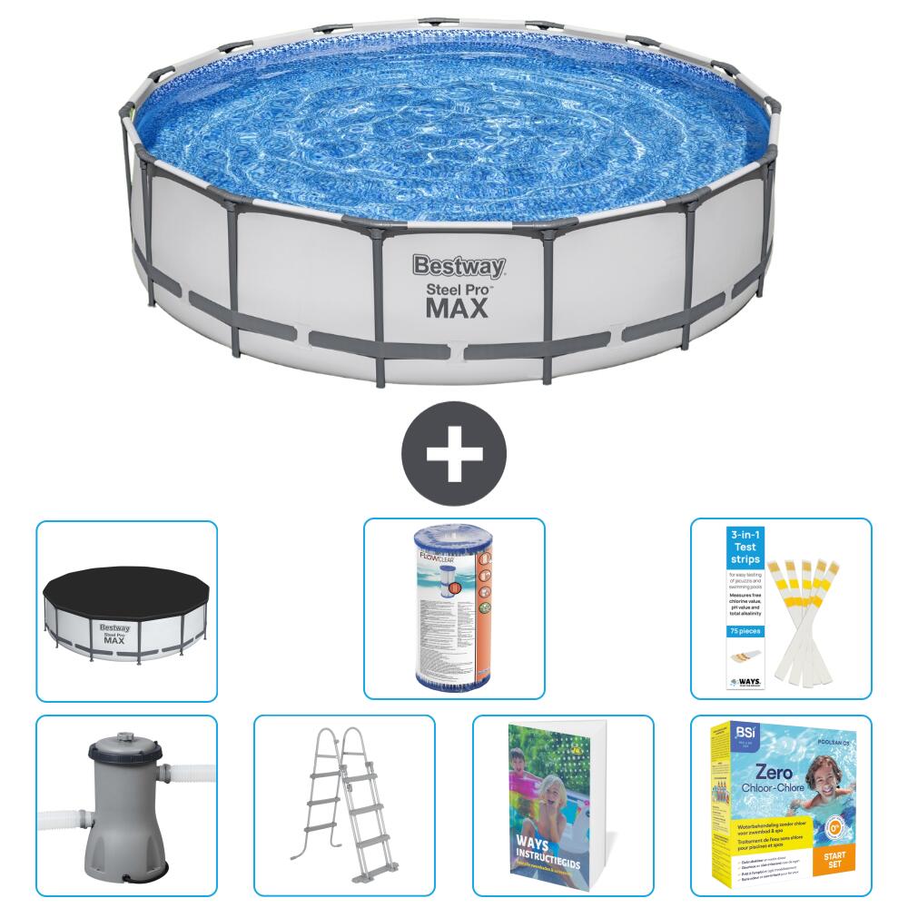BESTWAY Basen Steel Pro MAX Okrągły - 457x122 cm - 8-częściowy S572