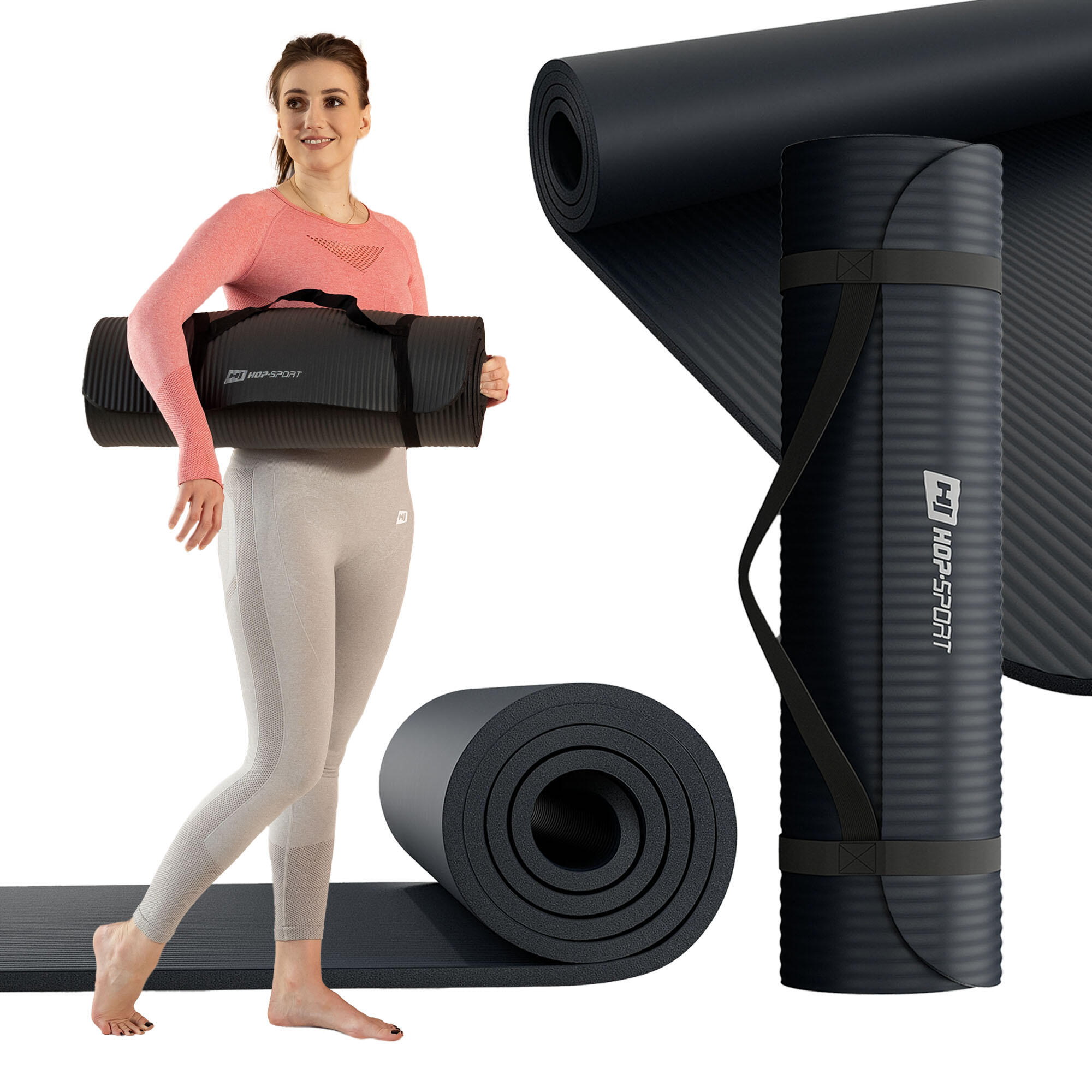 Mata fitness NBR 2cm - czarna - 190x60cm