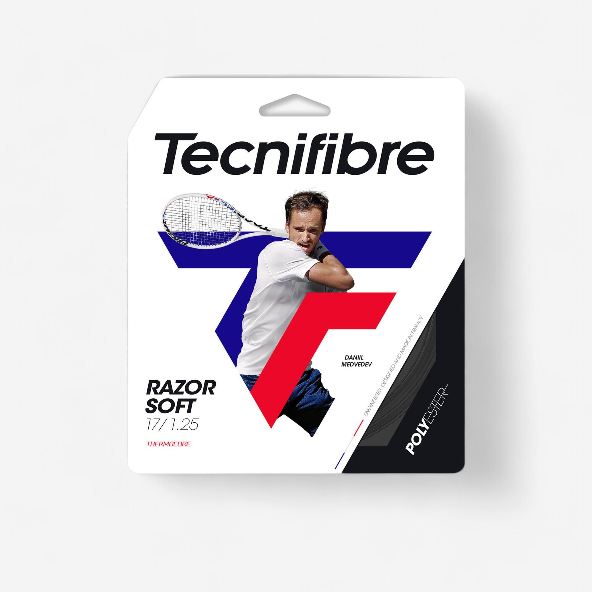 Naciąg tenisowy jednowłóknisty Tecnifibre Razor Soft 1,25 mm szpula 12 m czarny