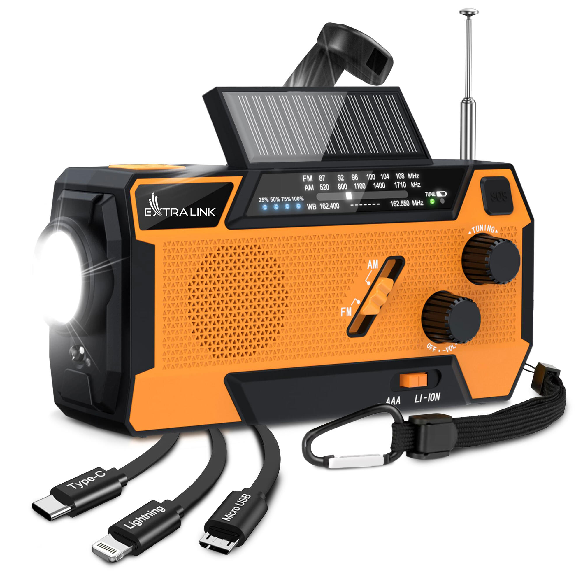 PRZENOŚNE RADIO SOLARNE KORBKA SOS DYNAMO AWARYJNE LATARKA POWERBANK