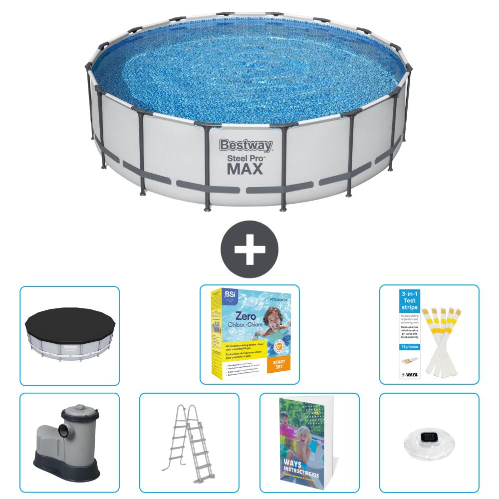 BESTWAY Basen Steel Pro MAX Okrągły - 488x122 cm - 8-częściowy S526