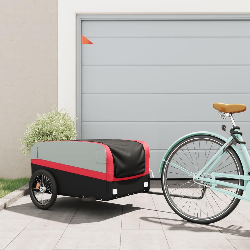 Przyczepka rowerowa VidaXL 45 kg żelazo czarny i czerwony