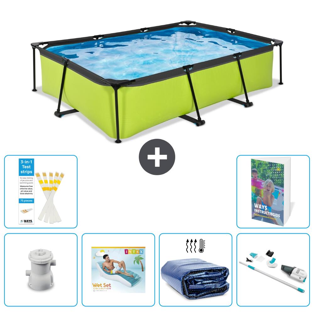 EXIT TOYS Basen Prostokątny - 300x200x65 cm - 7-częściowy S261