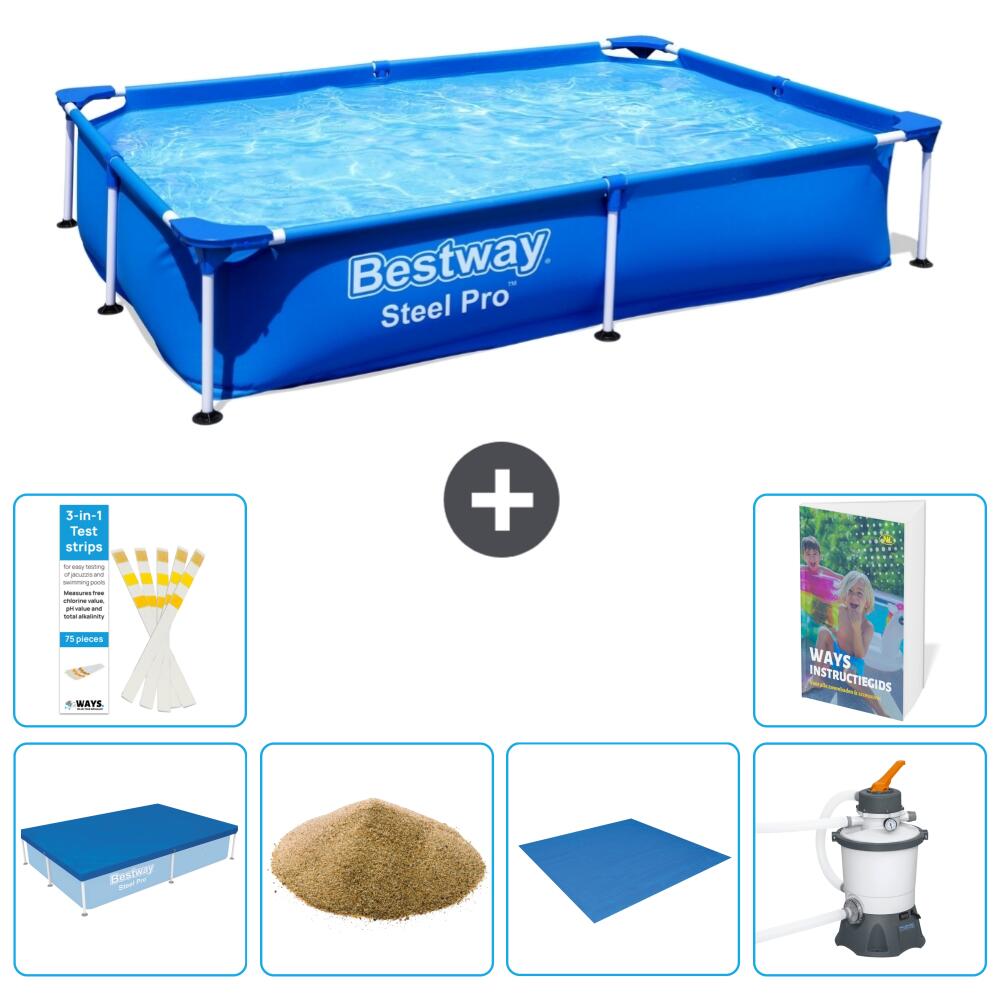 BESTWAY Basen Steel Pro Prostokątny - 221x150x43 cm - 7-częściowy S158