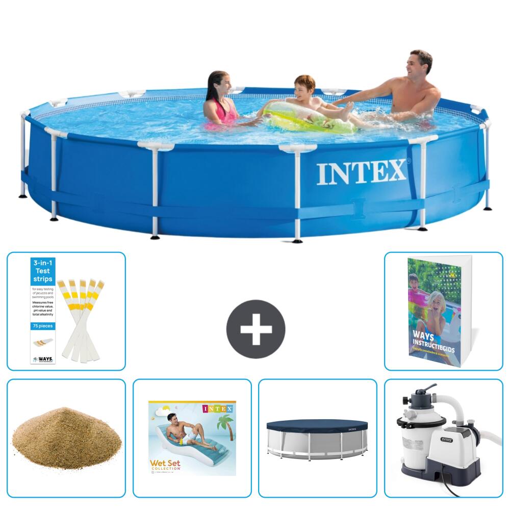 INTEX Basen ze stelażem Okrągły - 366x76 cm - 7-częściowy S23