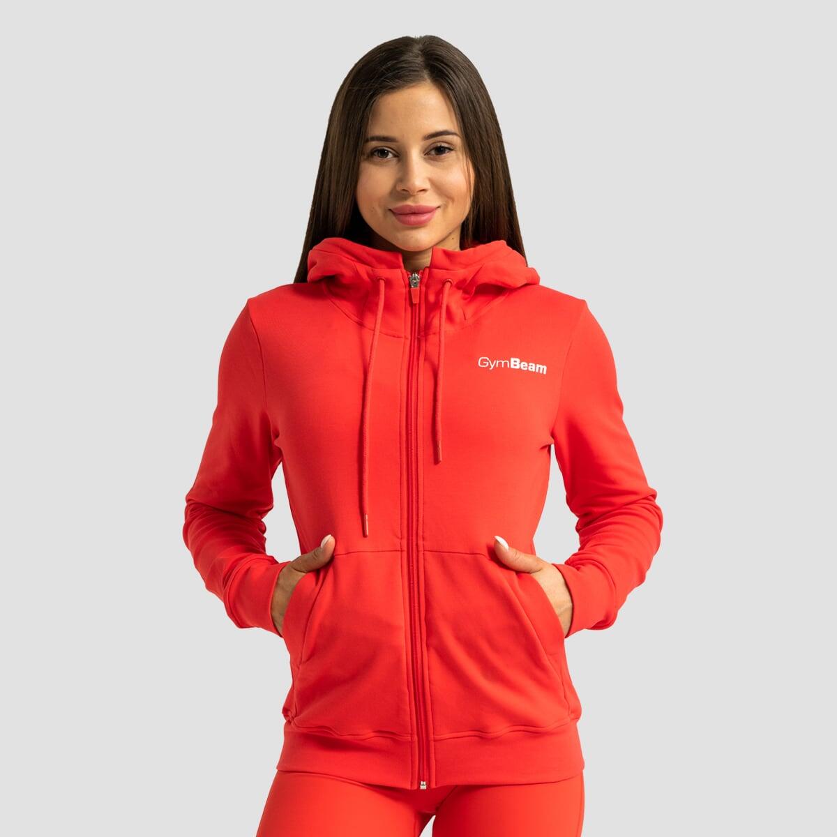 Bluza damska fitness z kapturem i zamkiem czerwona Limitless