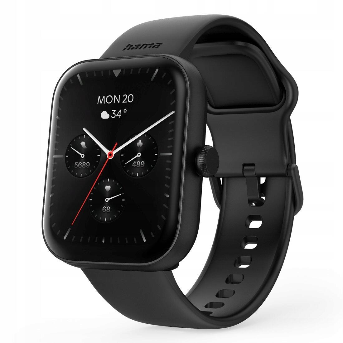 Hama Fit Watch 5000 SMARTWATCH Zegarek Sportowy Prostokątny Czarny