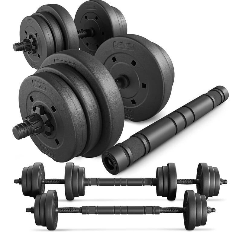 Zestaw hantli regulowanych do ćwiczeń Trex Sport 2×10kg z przedłużanym gryfem