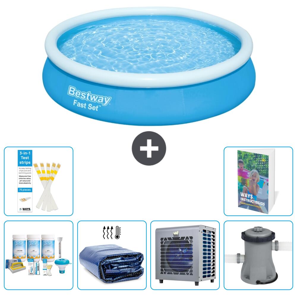 BESTWAY Basen Fast Set Okrągły - 366x76 cm - 7-częściowy S128