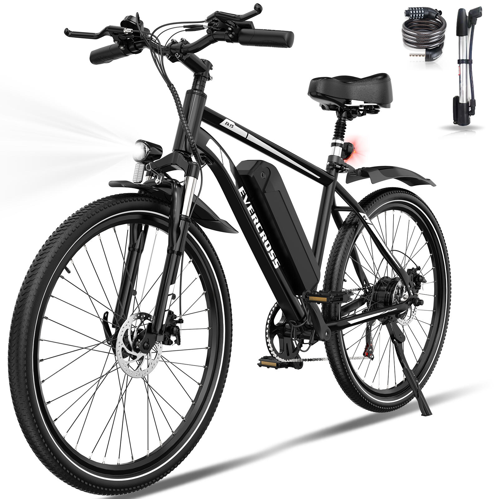 Rower elektryczny E-Bike 36V 10,4Ah 250W z podwójną amortyzacją – EVERCROSS EK15