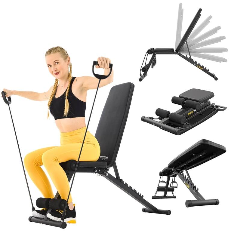 Ławka treningowa regulowana składana Trex Sport TX-110B z ekspanderami do 110kg
