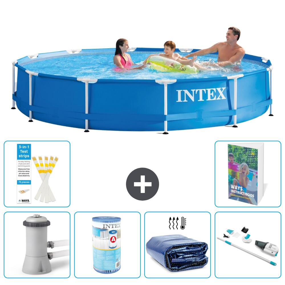 INTEX Basen ze stelażem Okrągły - 366x76 cm - 7-częściowy S201