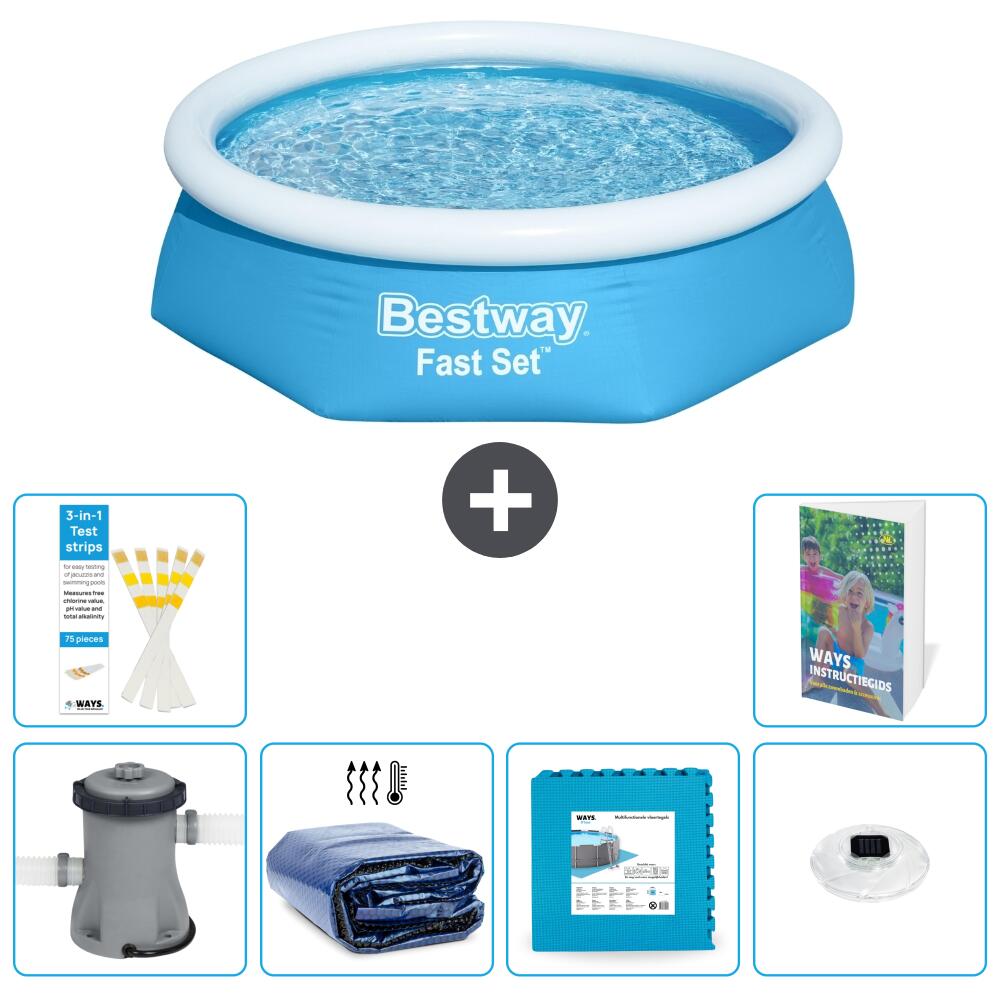 BESTWAY Basen Fast Set Okrągły - 244x61 cm - 7-częściowy S326