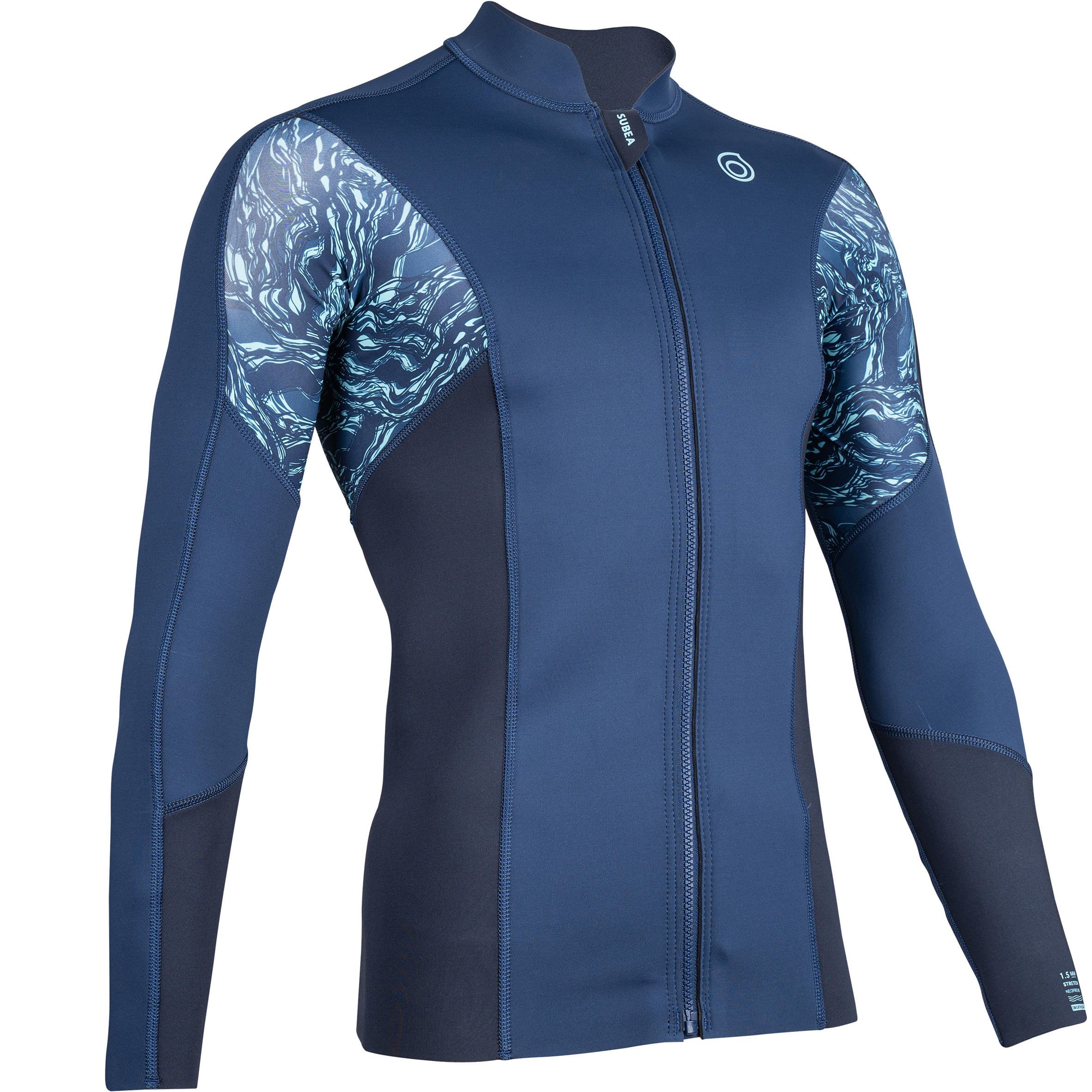 Top anty-UV do snorkelingu męski Decathlon z neoprenu 1 5 mm długi rękaw