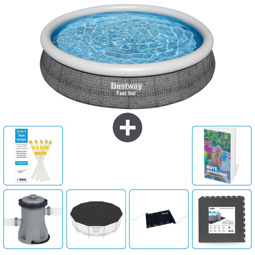 BESTWAY Basen Fast Set Okrągły - 366x76 cm - 7-częściowy S195
