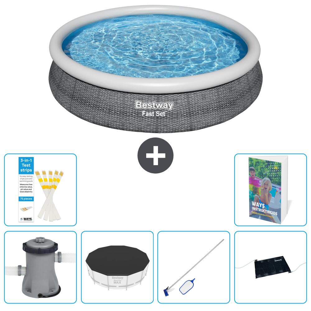 BESTWAY Basen Fast Set Okrągły - 366x76 cm - 7-częściowy S241