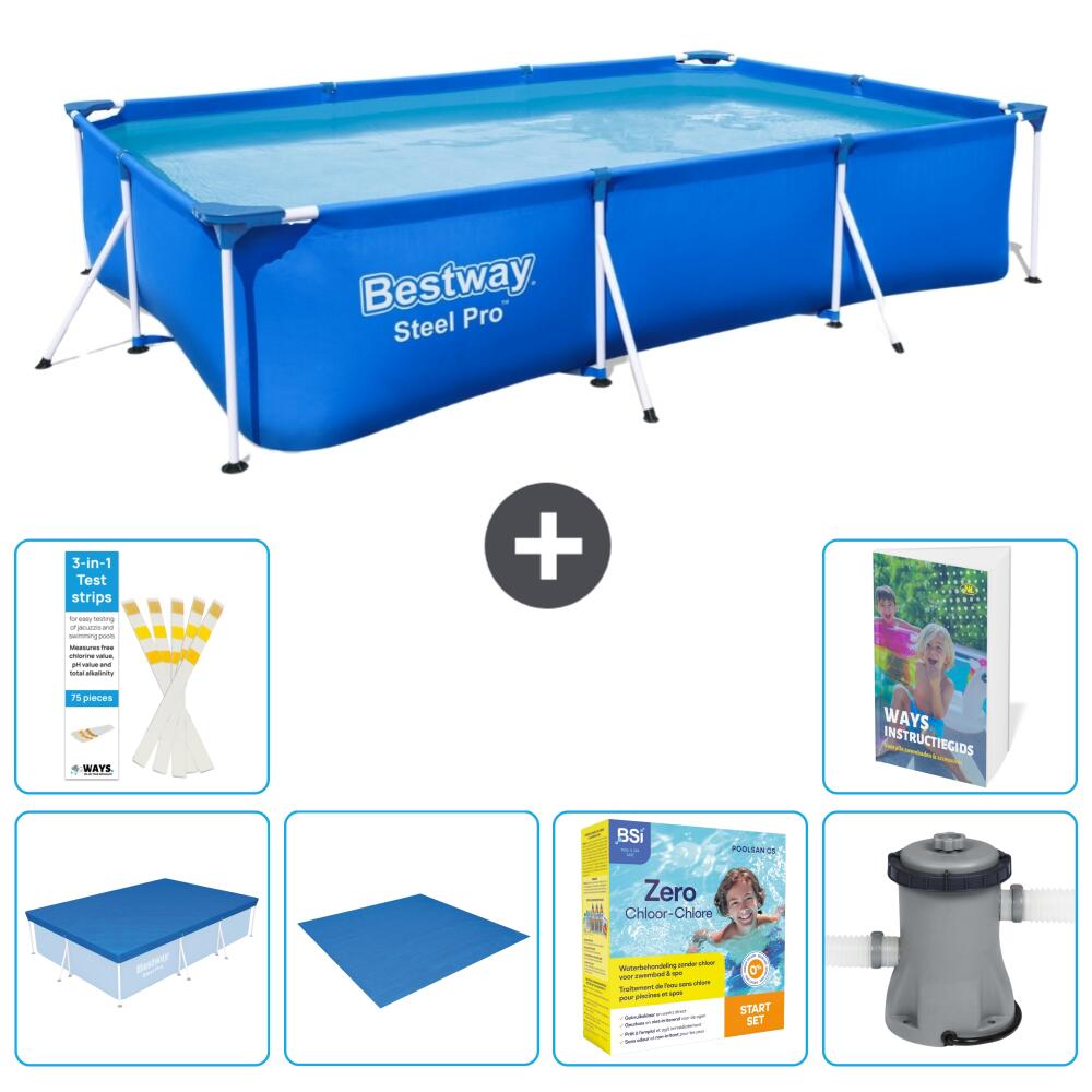 BESTWAY Basen Steel Pro Prostokątny - 300x201x66 cm - 7-częściowy S24