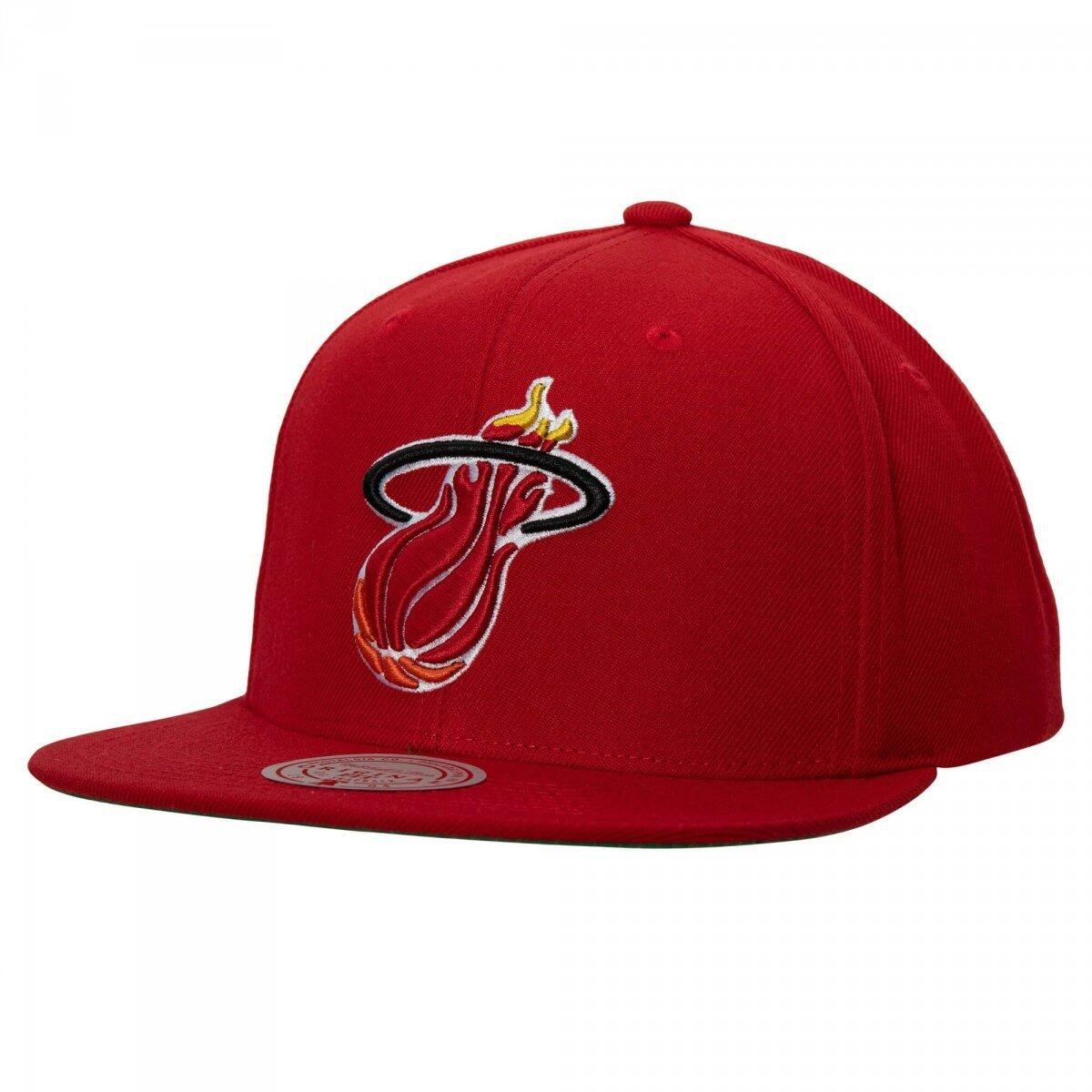 Czapka z daszkiem męska do koszykówki Mitchell & Ness NBA Miami Heat czerwona