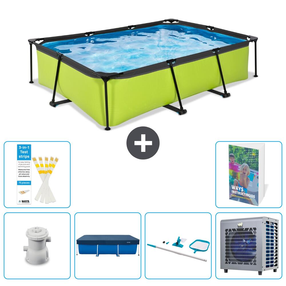 EXIT TOYS Basen Prostokątny - 300x200x65 cm - 7-częściowy S283