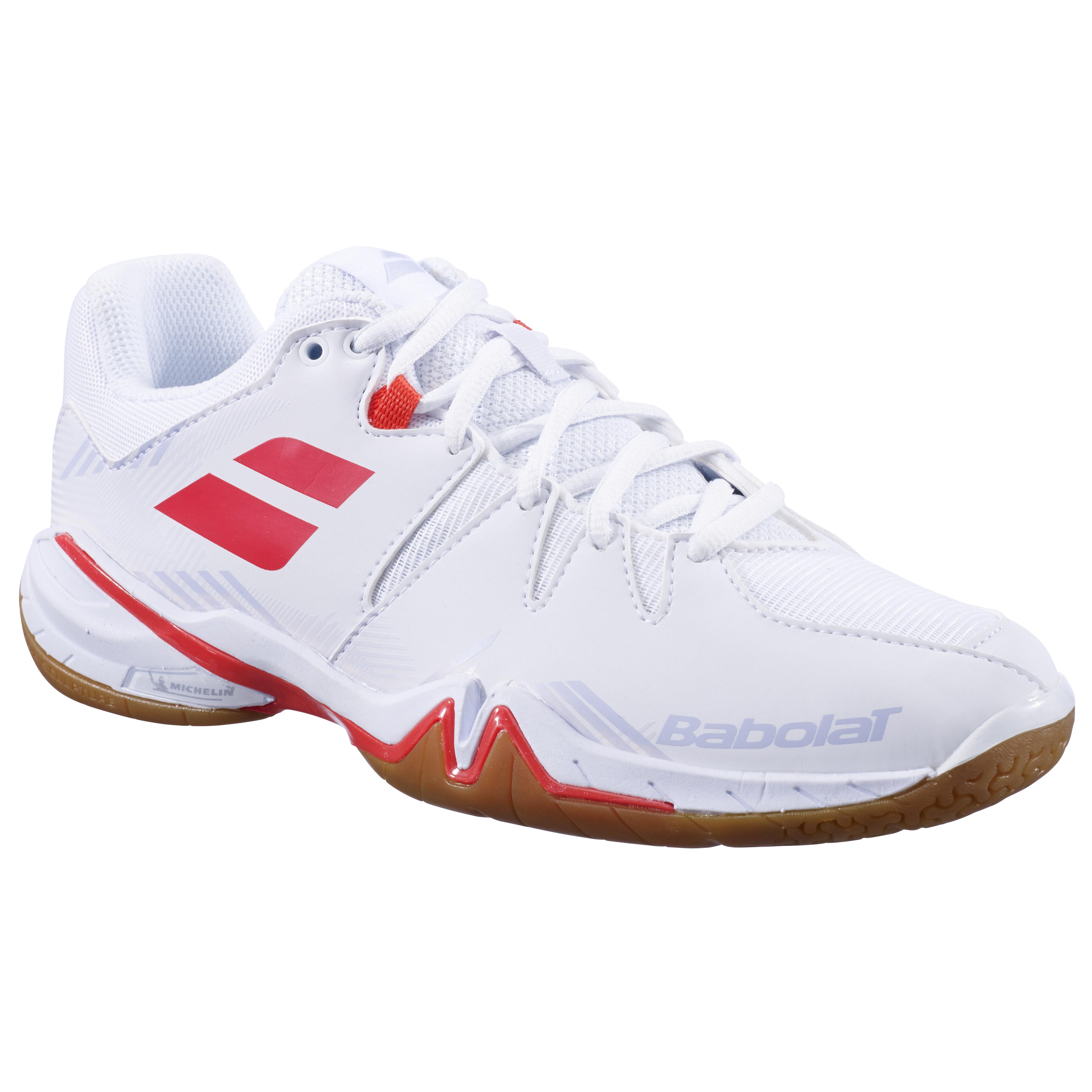 Buty do badmintona i sportów halowych damskie Babolat Shadow Spirit białe