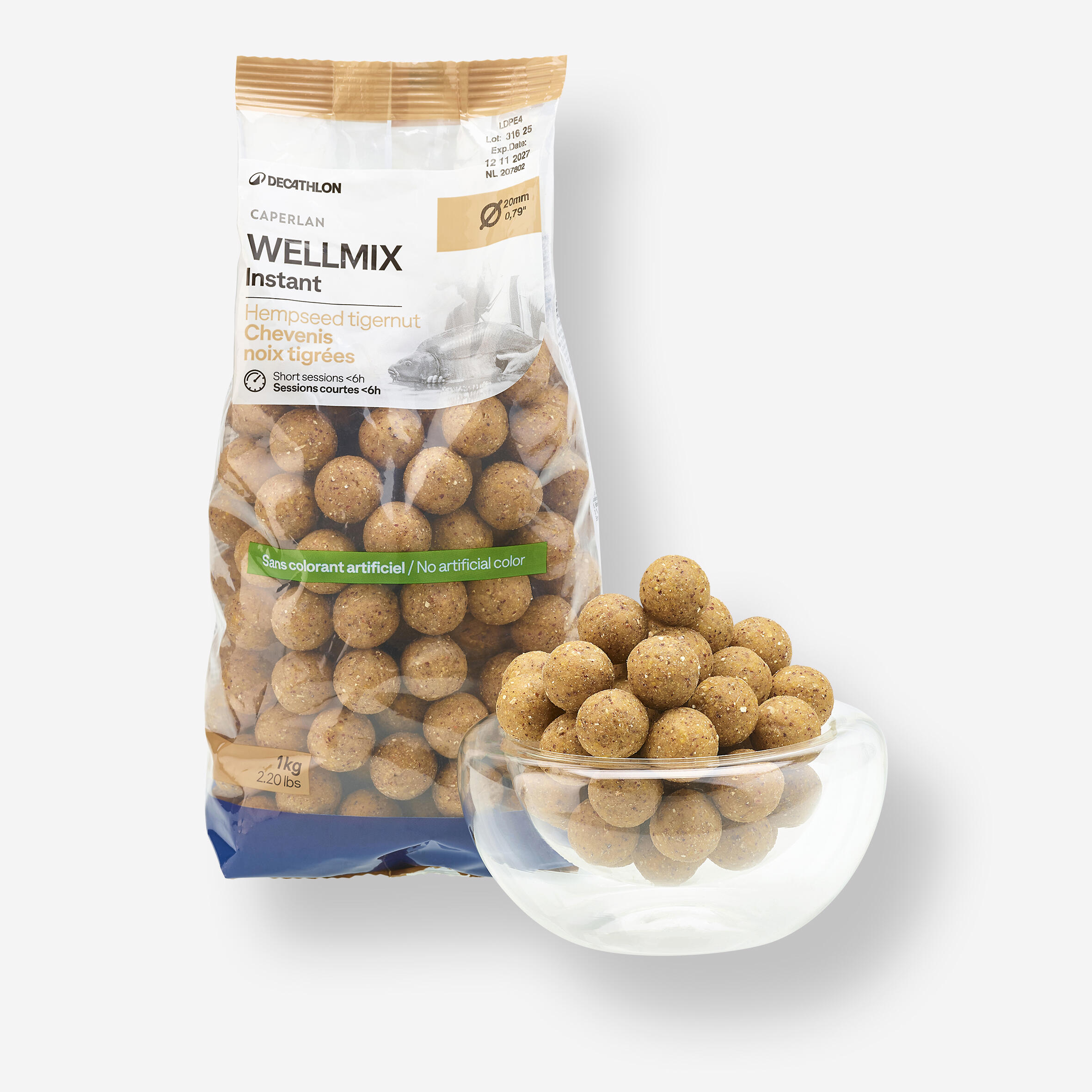 Kulki proteinowe Caperlan Wellmix Instant 20 mm 1 kg konopie-orzech tygrysi