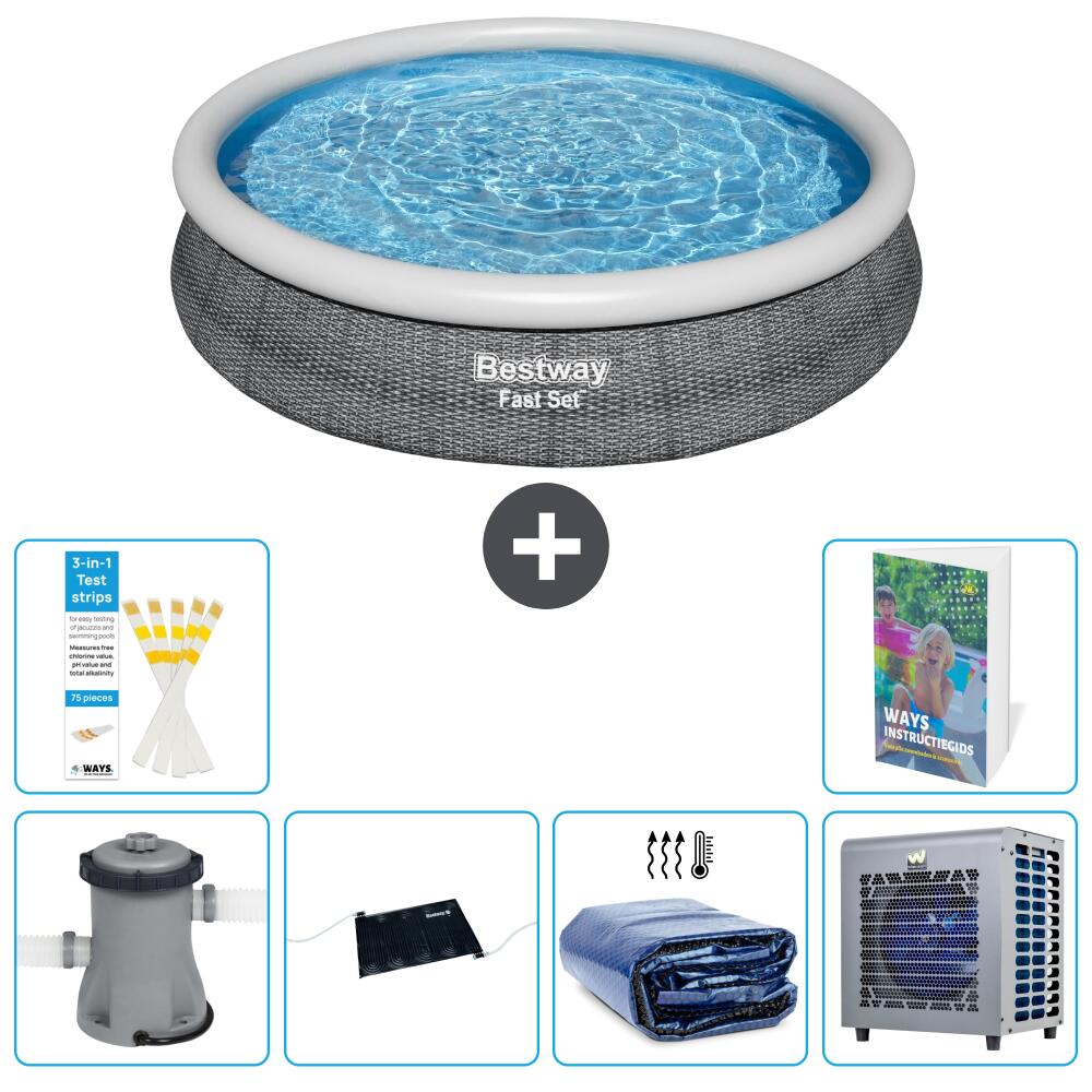 BESTWAY Basen Fast Set Okrągły - 366x76 cm - 7-częściowy S216