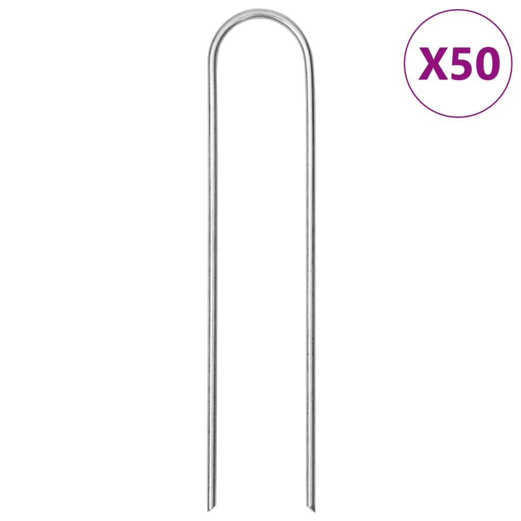 VidaXL Kołki gruntowe 50 szt U 15x3,5 cm stal ocynkowana