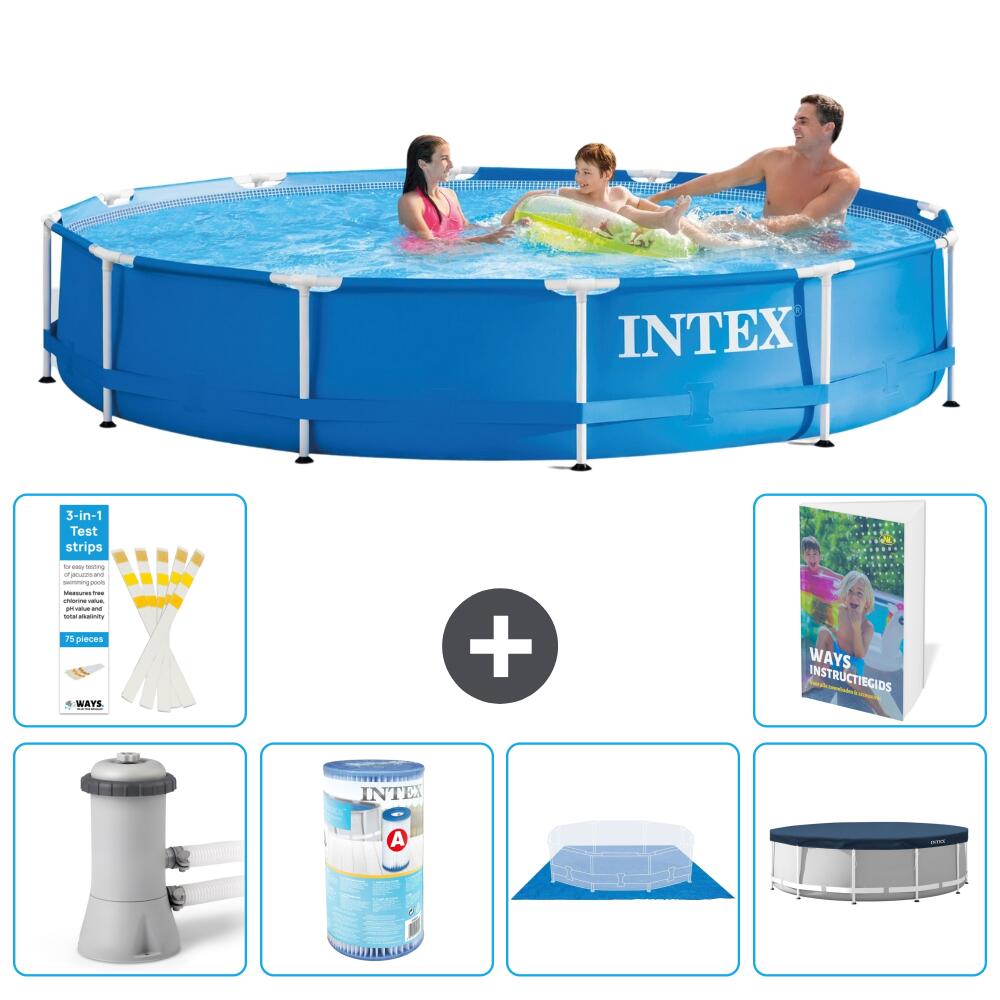 INTEX Basen ze stelażem Okrągły - 366x76 cm - 7-częściowy S246