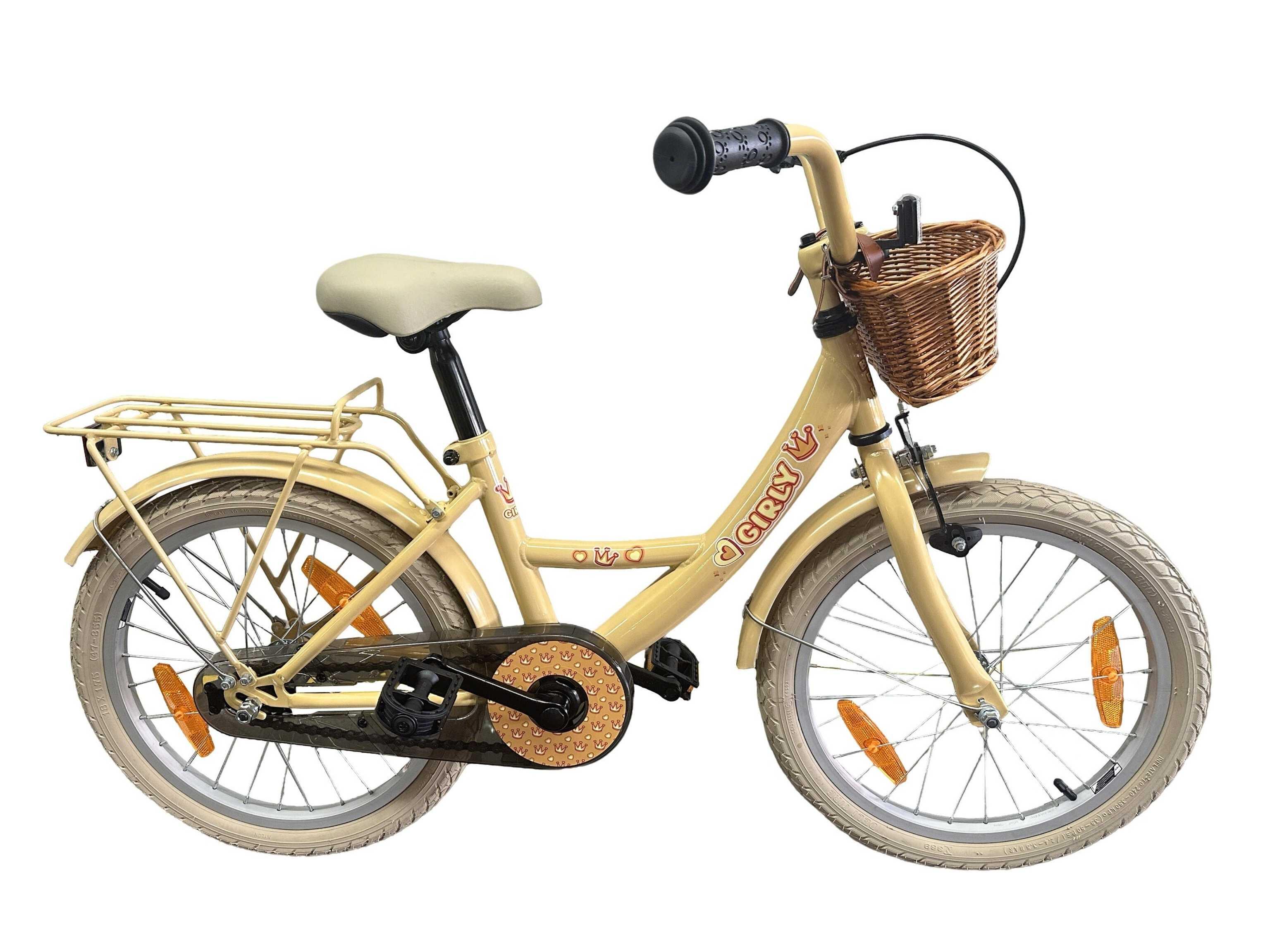 Bikefun Girly rower dziecięcy 18 cali złoty z koszykiem i hamulcem piastowym