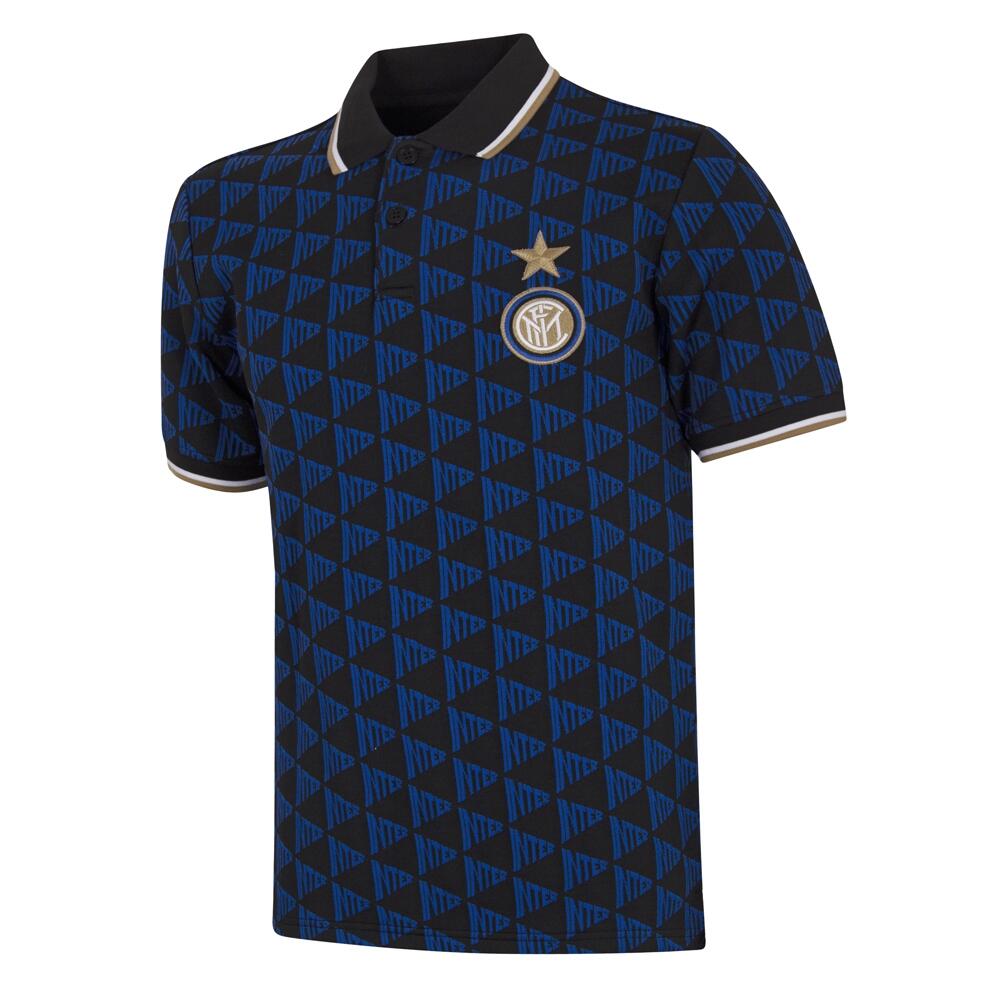 Koszulka Polo dla dorosłych - Inter Mediolan All Over - Czarny