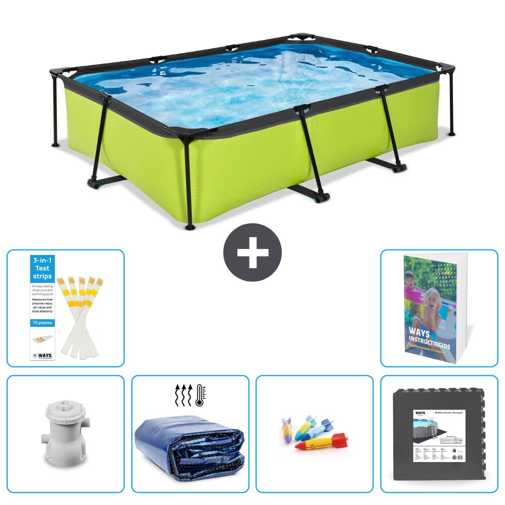 EXIT TOYS Basen Prostokątny - 300x200x65 cm - 7-częściowy S177