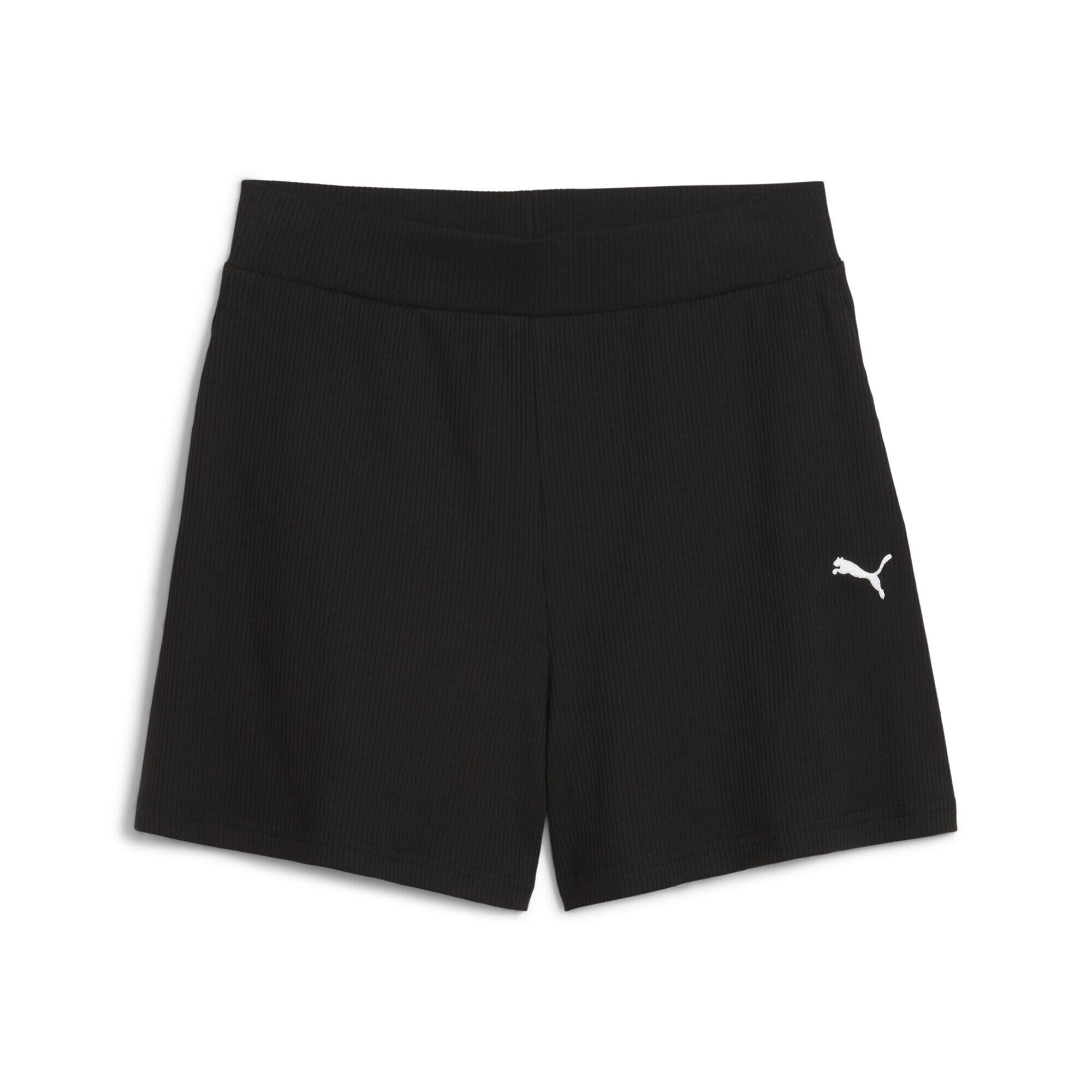 Damskie prążkowane szorty ESS ELEVATED 5 z wysokim stanem PUMA Black