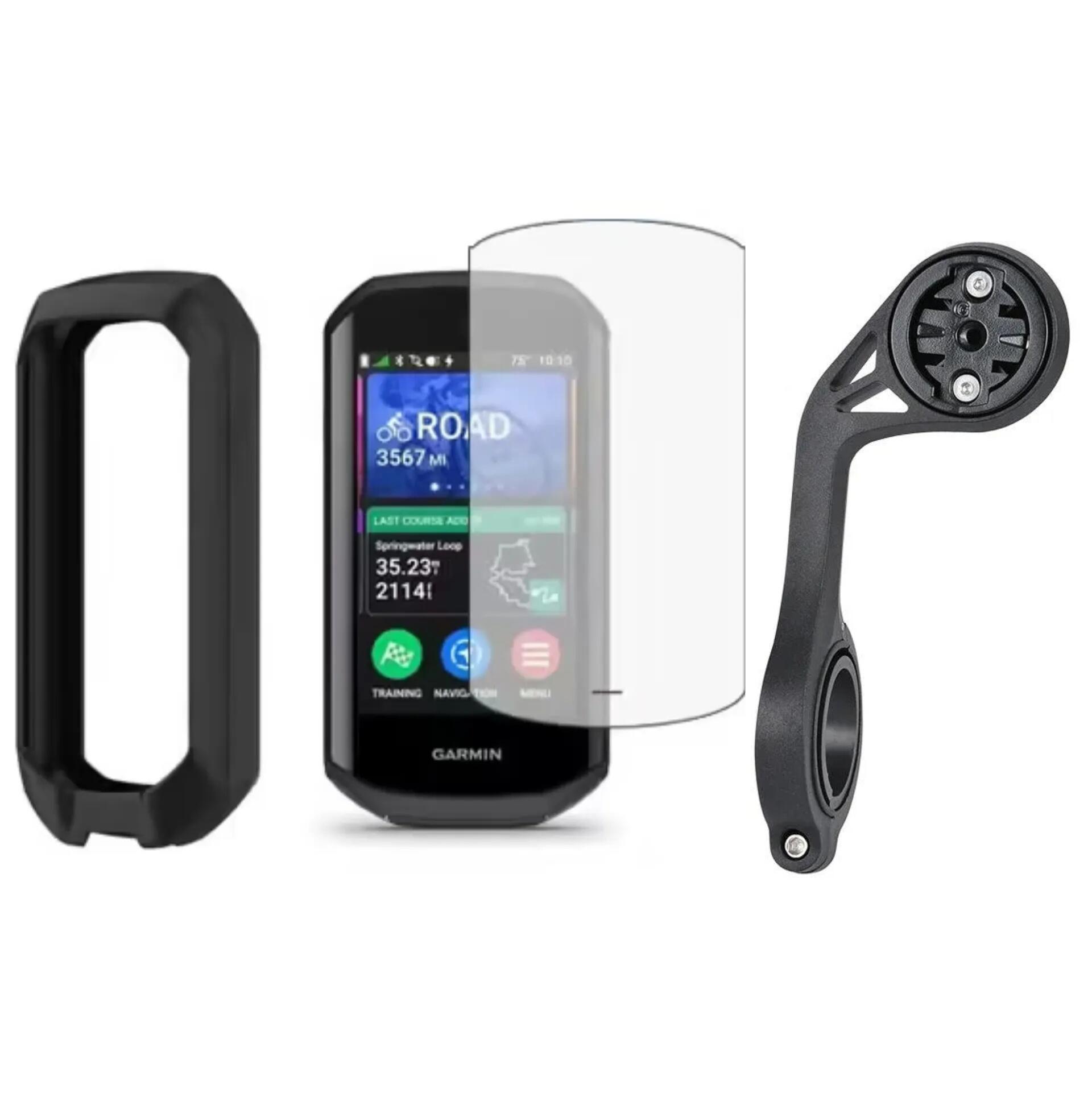Zestaw 3-w-1 Garmin Edge 1050 – Etui, folia hydrożelowa, uchwyt XL