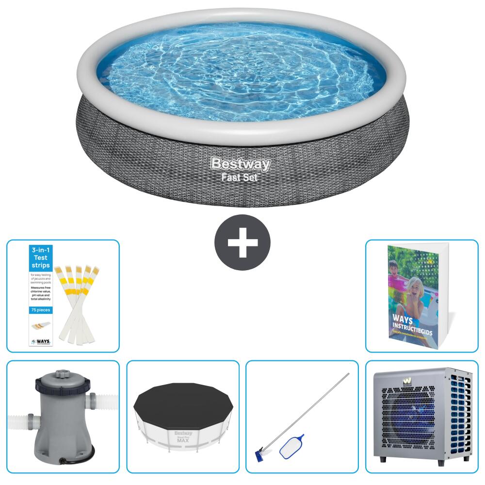 BESTWAY Basen Fast Set Okrągły - 366x76 cm - 7-częściowy S283