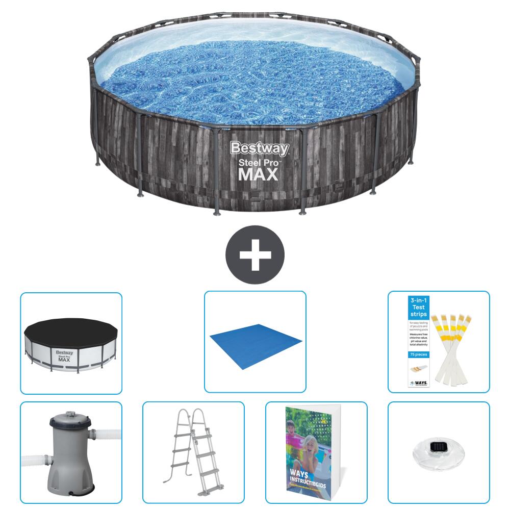 BESTWAY Basen Steel Pro MAX Okrągły - 427x107 cm - 8-częściowy S596